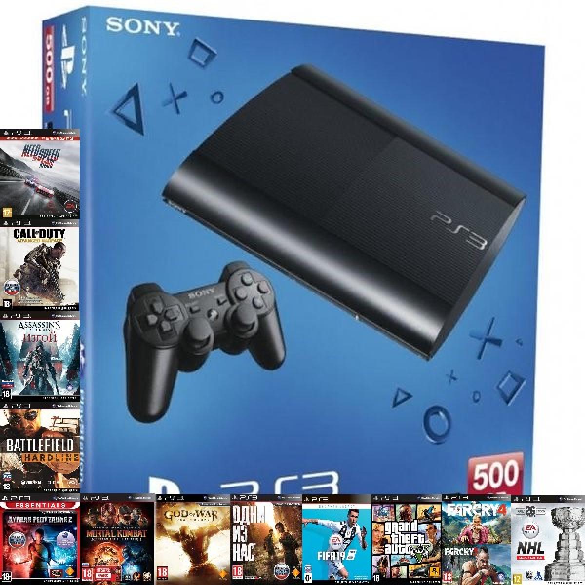 SUPER DENDY » Игровые приставки » Playstation 3 » PlayStation 3 Super Slim  500 Gb + 40 крутых игр + Онлайн